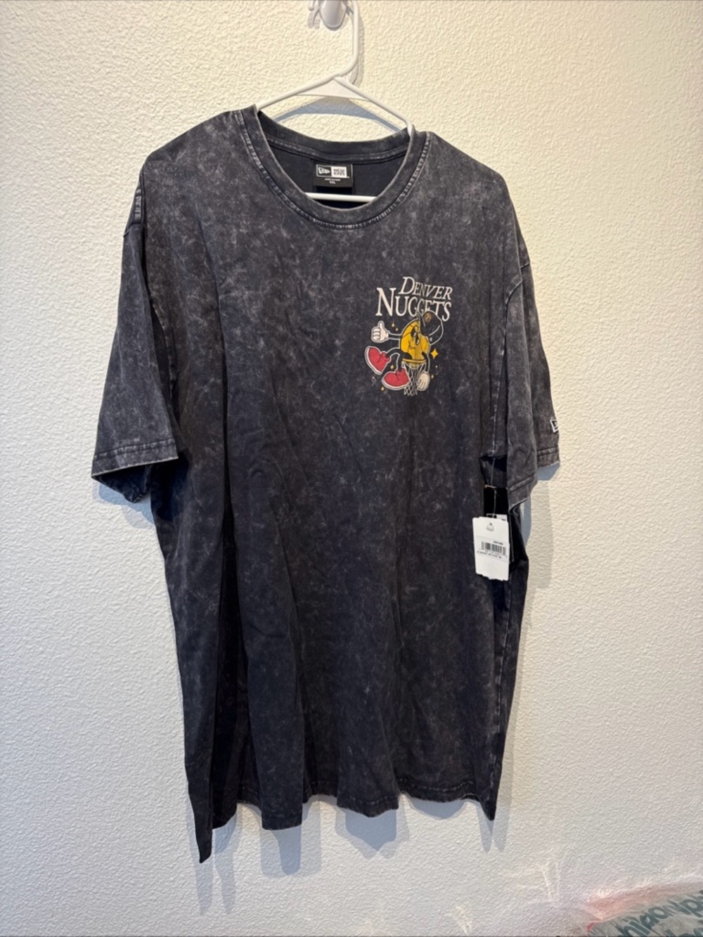 Denver Nuggets Vintage Logo Black Mineral Wash T-Shirt Sz 2XL
